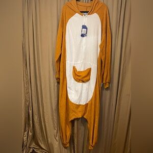 Cozy L Brown and White Hooded Jumpsuit Halloween Costume UNISEX